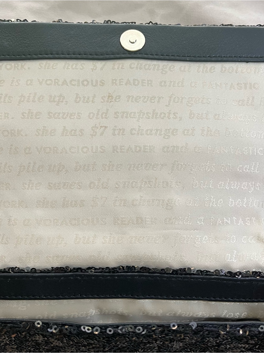 kate spade Black Sequin Clutch/crossbody with Gold Logo Plate - Storybook Lining - Picture 4 of 8